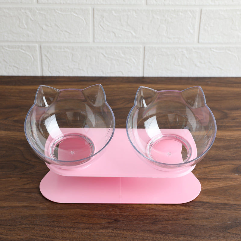 Cervical Transparent Cat Double Bowl