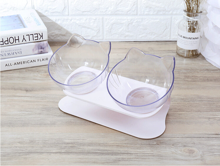 Cervical Transparent Cat Double Bowl