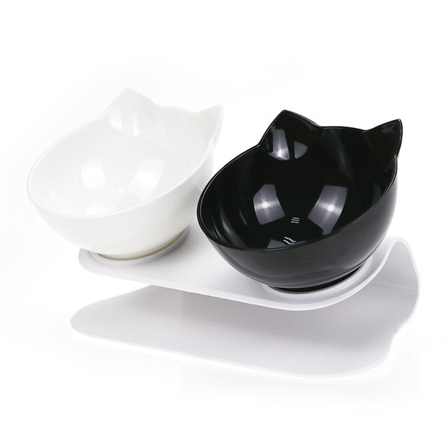 Cervical Transparent Cat Double Bowl
