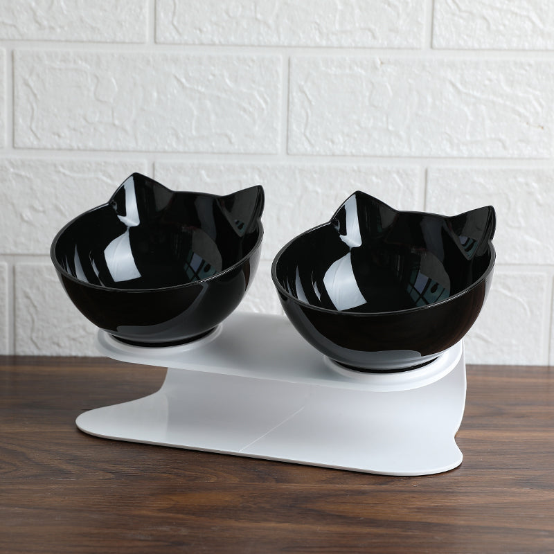 Cervical Transparent Cat Double Bowl