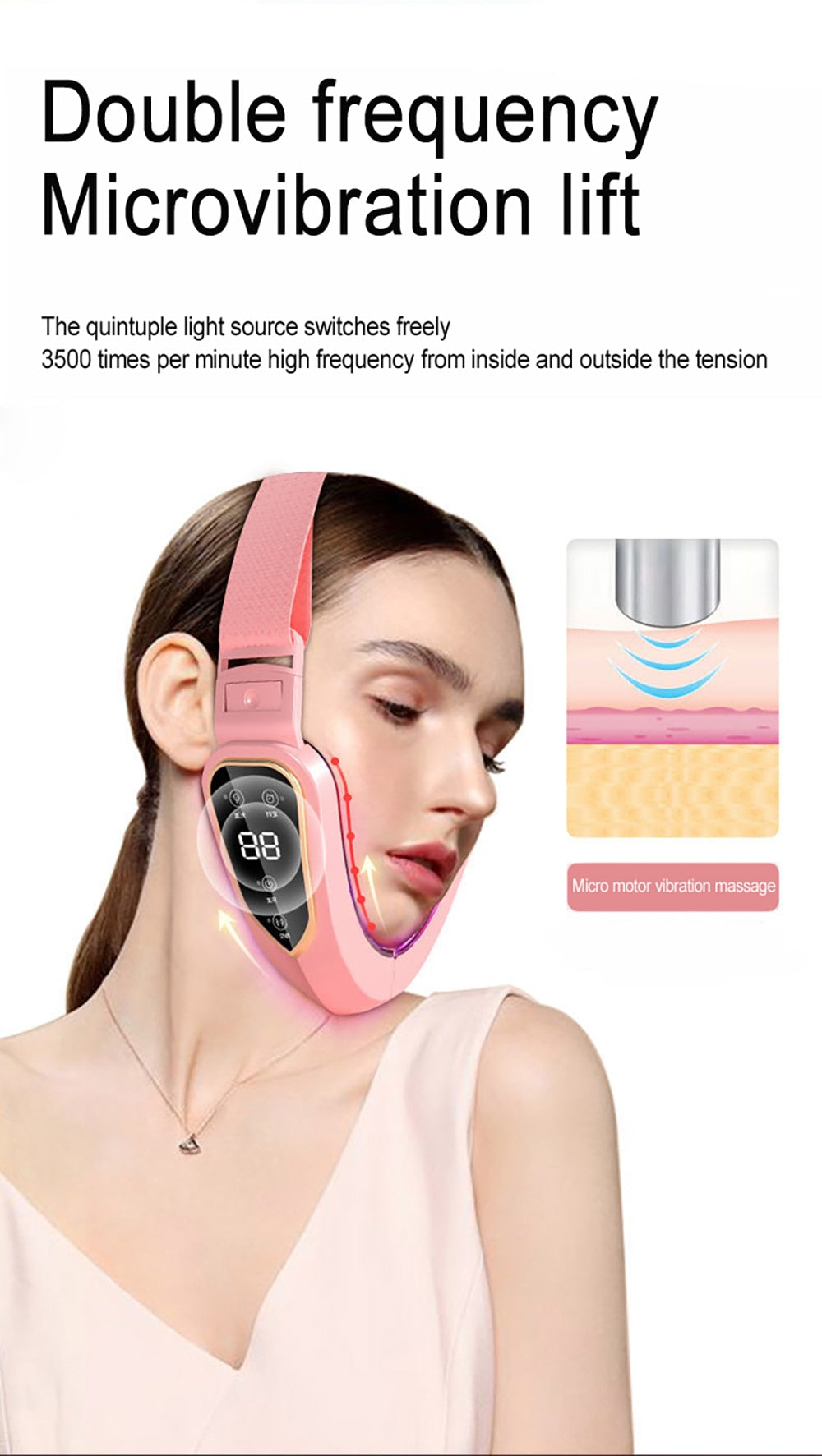 Therapy Facial Lifting Device LED, Vibration Massager Double Chin V-shaped Cheek