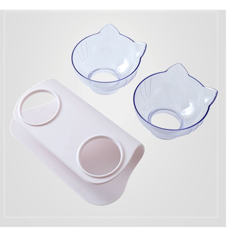 Cervical Transparent Cat Double Bowl