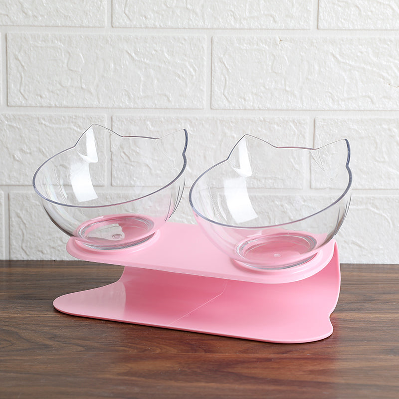 Cervical Transparent Cat Double Bowl