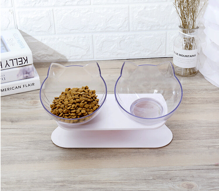 Cervical Transparent Cat Double Bowl