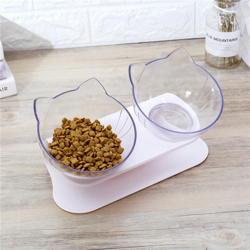 Cervical Transparent Cat Double Bowl