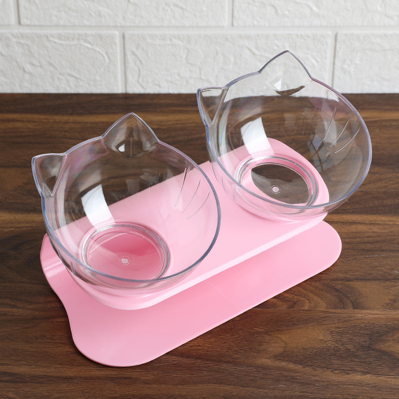 Cervical Transparent Cat Double Bowl