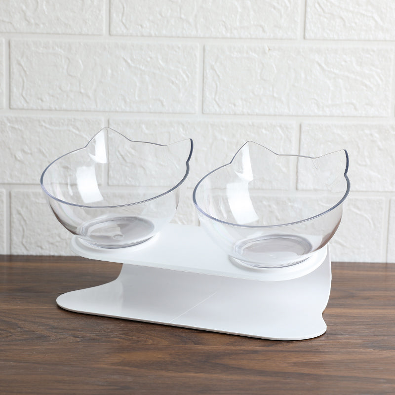 Cervical Transparent Cat Double Bowl