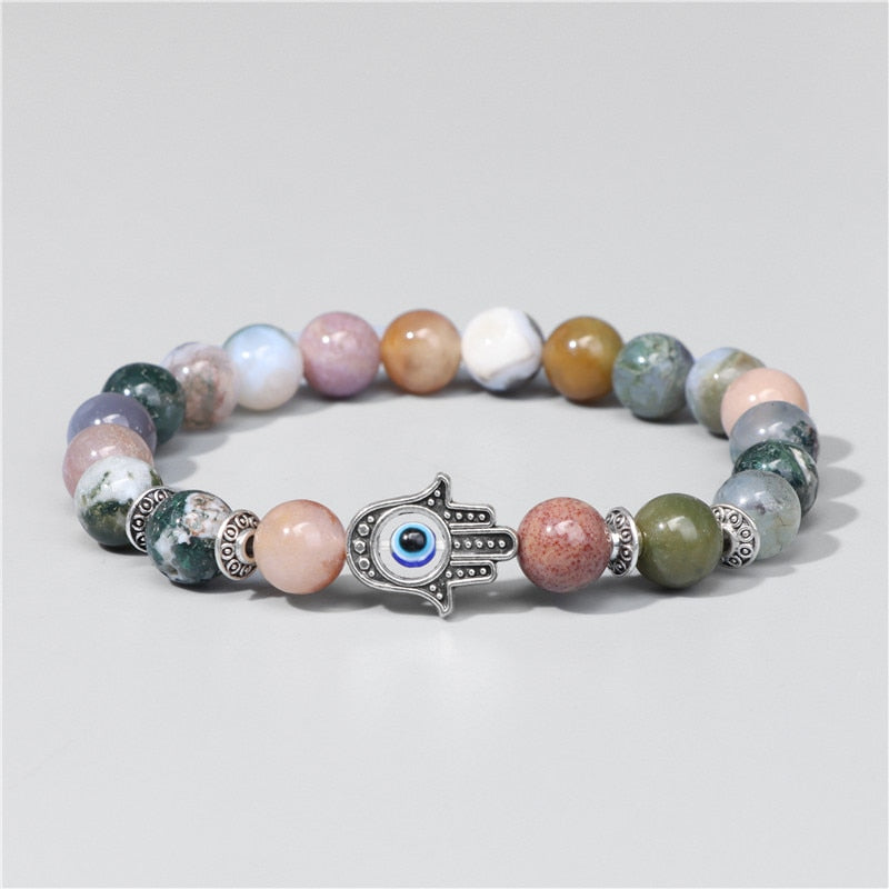 Women Evil Eye Hand Stone Bracelet