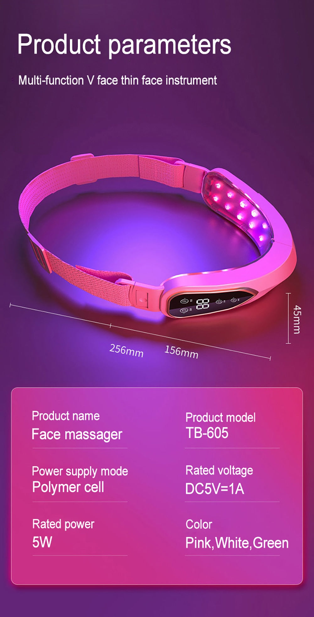Therapy Facial Lifting Device LED, Vibration Massager Double Chin V-shaped Cheek