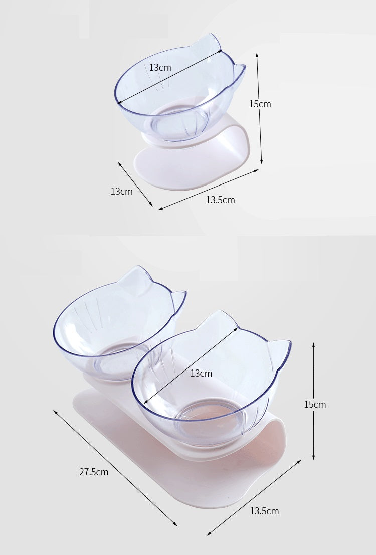 Cervical Transparent Cat Double Bowl