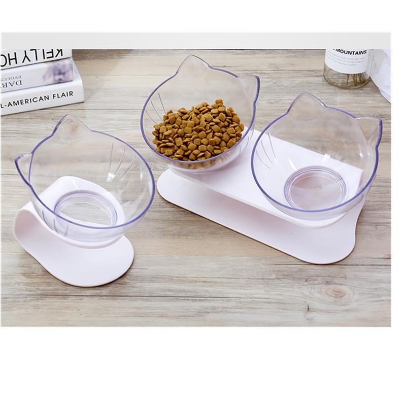 Cervical Transparent Cat Double Bowl
