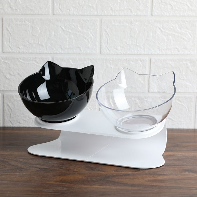Cervical Transparent Cat Double Bowl