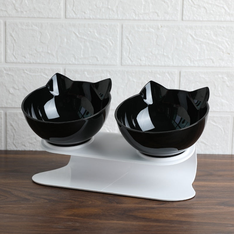 Cervical Transparent Cat Double Bowl