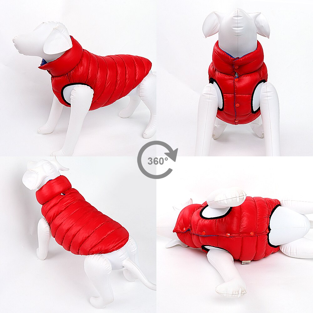 Dog Windproof Reversible Jackets Warm for Small Medium Large Dog Bulldog Pug