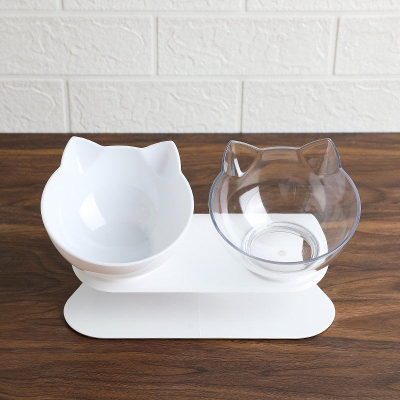 Cervical Transparent Cat Double Bowl