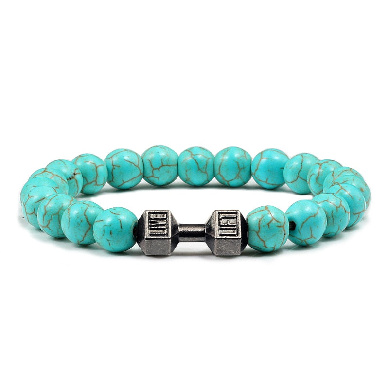 Stone Metal Dumbbell Lava For Women And Men Beads Bracelets