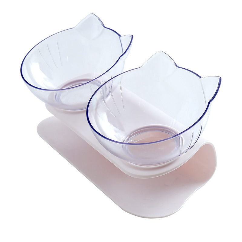 Cervical Transparent Cat Double Bowl