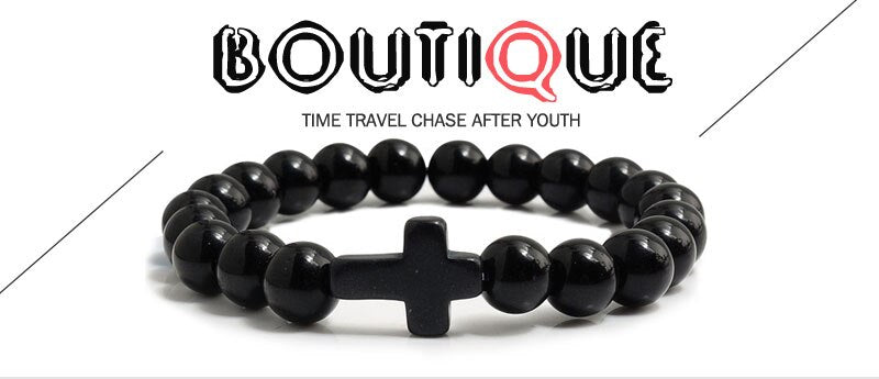 Stone Metal Dumbbell Lava For Women And Men Beads Bracelets