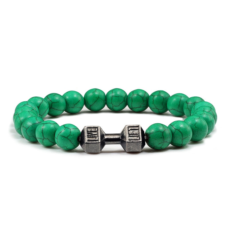 Stone Metal Dumbbell Lava For Women And Men Beads Bracelets