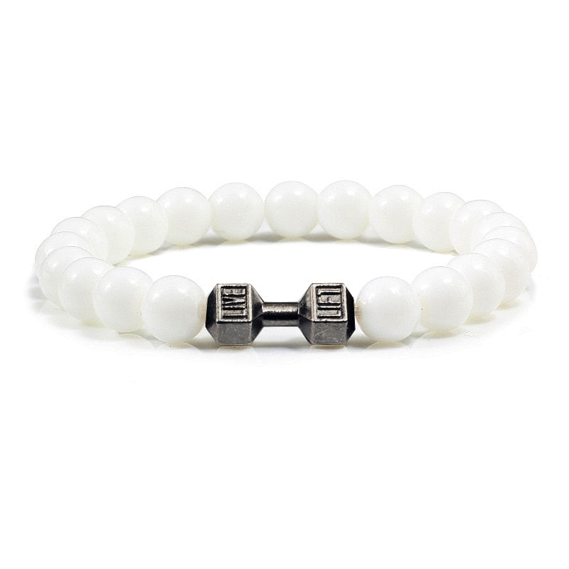 Stone Metal Dumbbell Lava For Women And Men Beads Bracelets