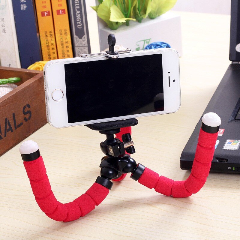 Phone Tripod Holder Flexible Sponge Stand Mount or Bluetooth Remote Shutter Selfie Stick Self-timer Bracket