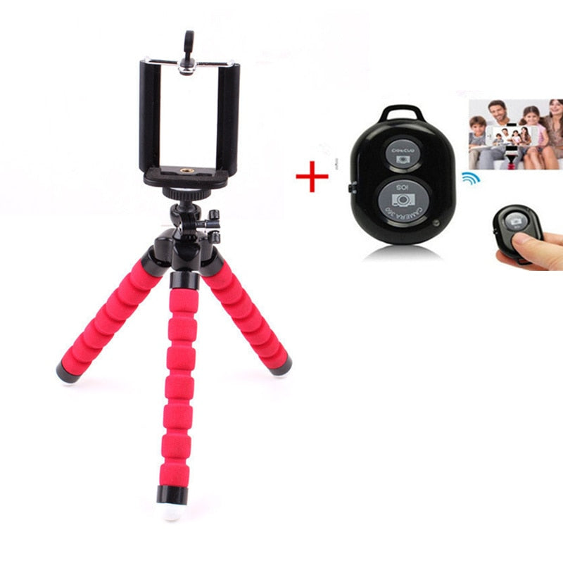 Phone Tripod Holder Flexible Sponge Stand Mount or Bluetooth Remote Shutter Selfie Stick Self-timer Bracket