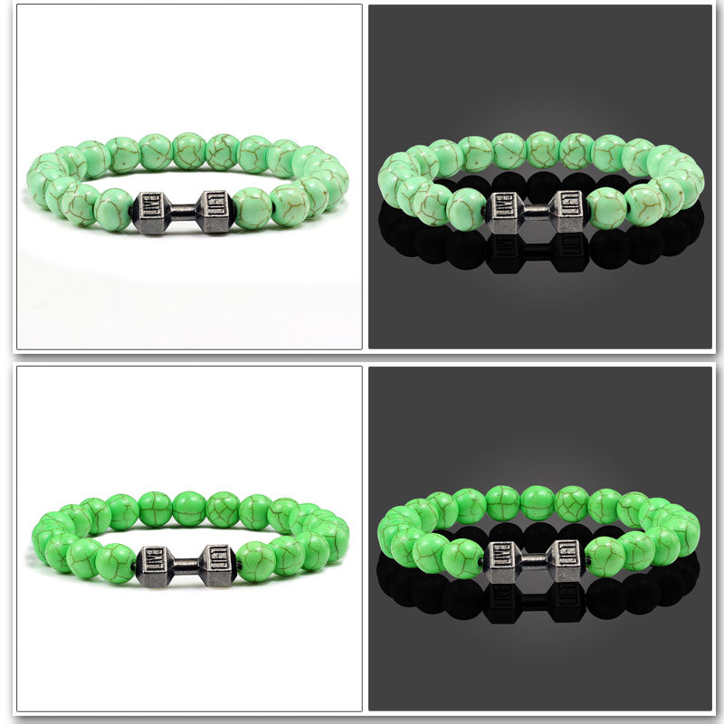 Stone Metal Dumbbell Lava For Women And Men Beads Bracelets
