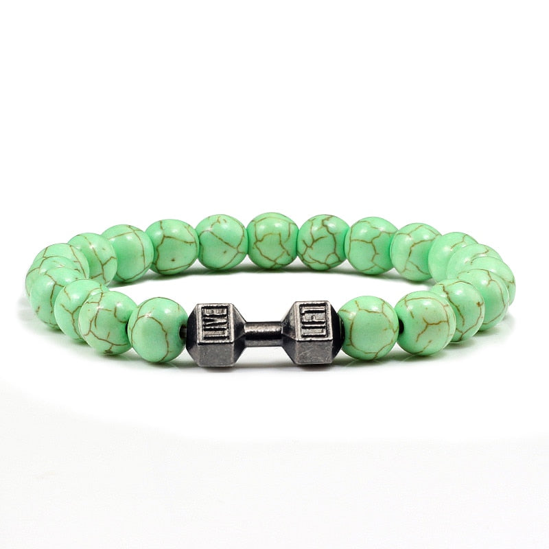 Stone Metal Dumbbell Lava For Women And Men Beads Bracelets