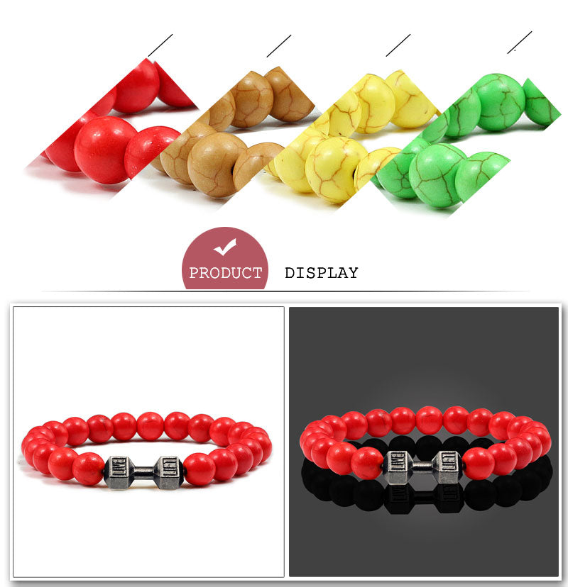 Stone Metal Dumbbell Lava For Women And Men Beads Bracelets