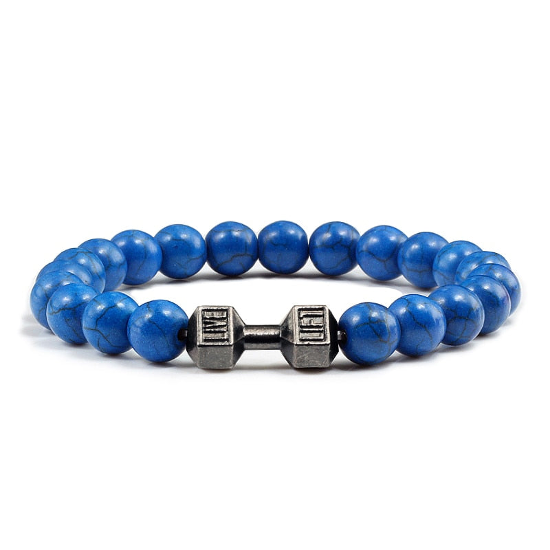 Stone Metal Dumbbell Lava For Women And Men Beads Bracelets