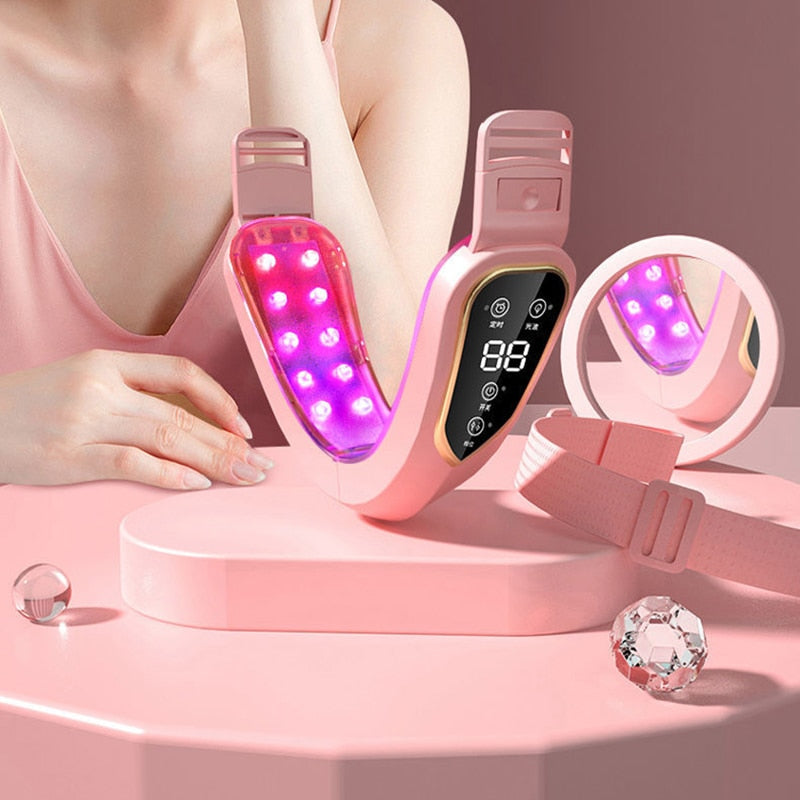 Therapy Facial Lifting Device LED, Vibration Massager Double Chin V-shaped Cheek