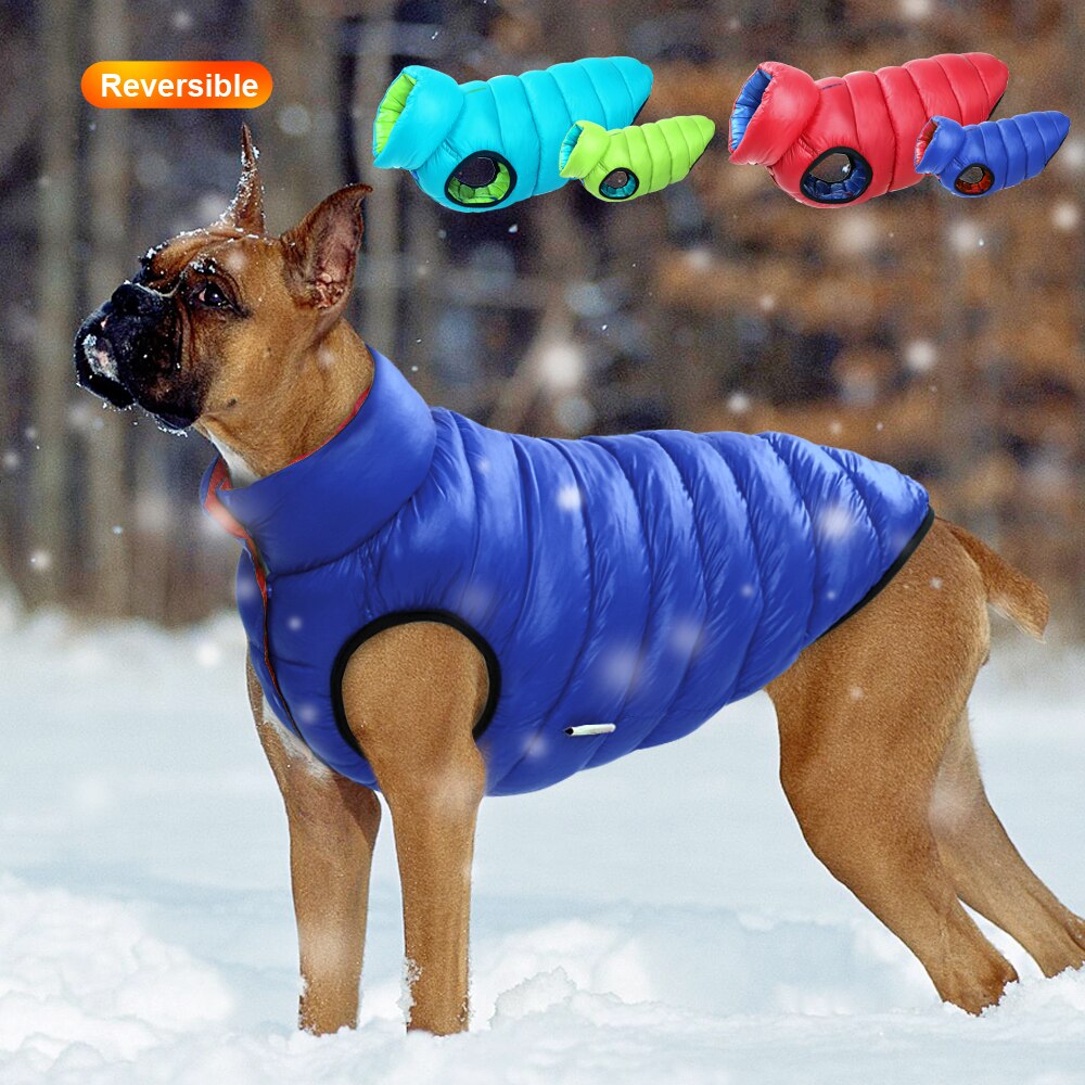 Dog Windproof Reversible Jackets Warm for Small Medium Large Dog Bulldog Pug