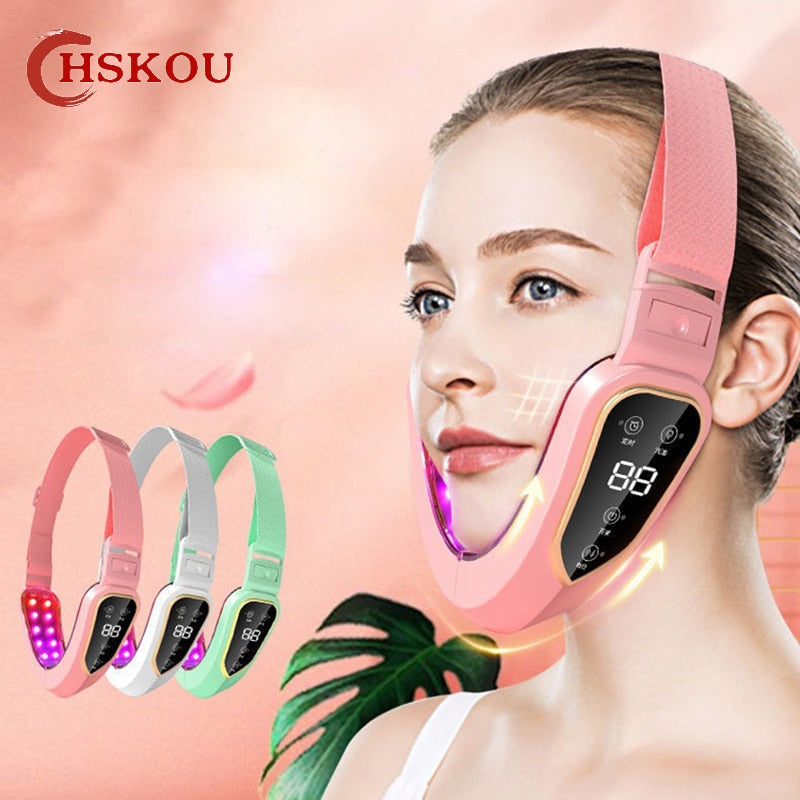 Therapy Facial Lifting Device LED, Vibration Massager Double Chin V-shaped Cheek