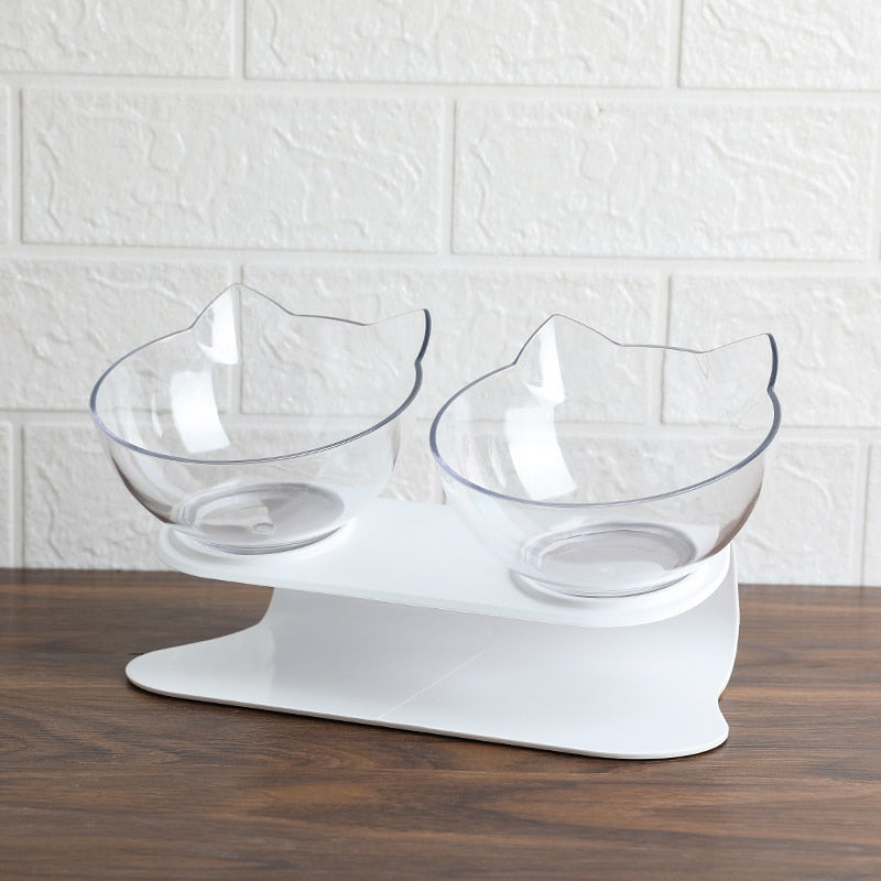 Cervical Transparent Cat Double Bowl