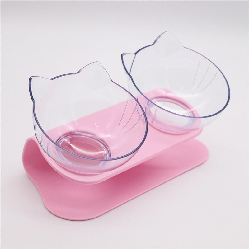 Cervical Transparent Cat Double Bowl