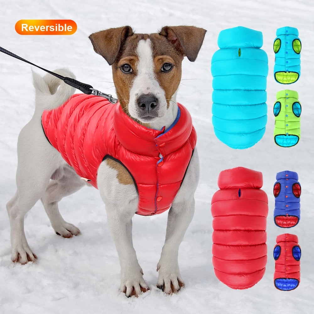 Dog Windproof Reversible Jackets Warm for Small Medium Large Dog Bulldog Pug