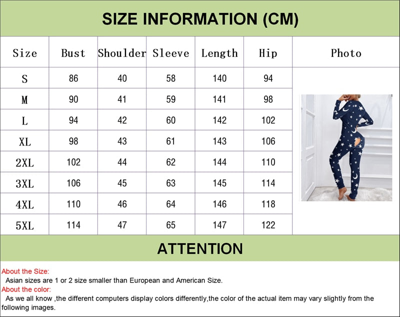 Sexy Women Long Sleeve Pajamas Onesies Button-down