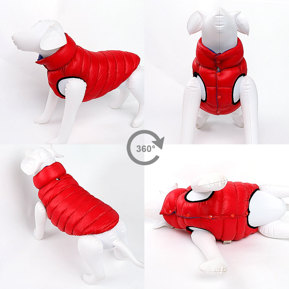 Dog Windproof Reversible Jackets Warm for Small Medium Large Dog Bulldog Pug