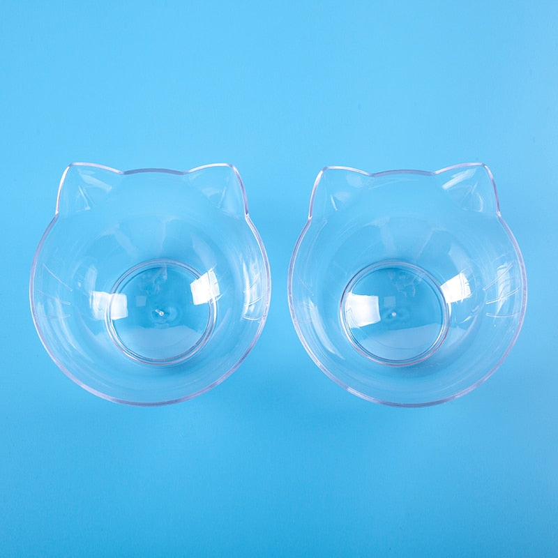 Cervical Transparent Cat Double Bowl