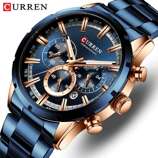 Men Watch Top Brand Luxury Sports Quartz Mens Watches Full Steel Waterproof Wristwatch Men