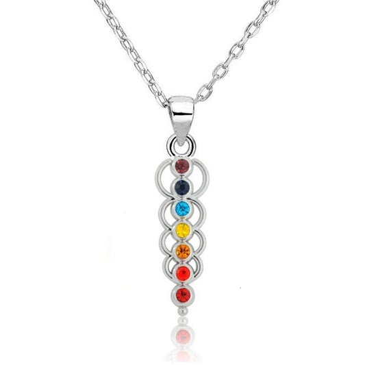 Vintage 7 Color Crystal Pillar Chakra  Necklace for Women
